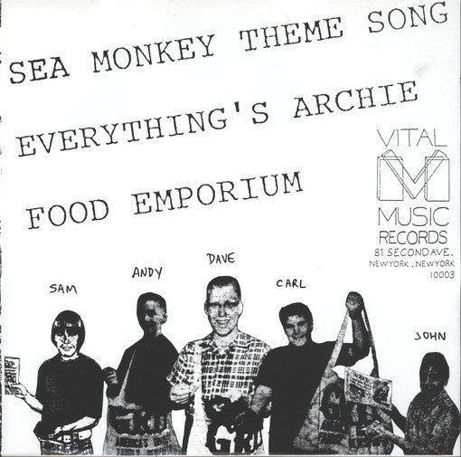 Sea Monkeys : Sea Monkey Theme Song / Everything's Archie / Food Emporium (7", Blu)