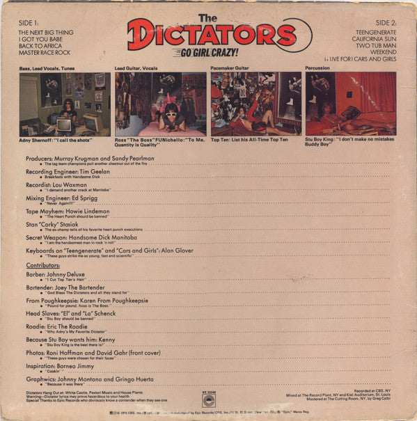 The Dictators : Go Girl Crazy! (LP, Album, Pit)