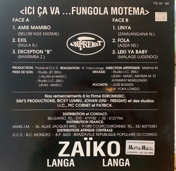 Zaïko Langa Langa* : Ici Ça Va ...Fungola Motema (LP, Album)