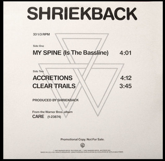 Shriekback : My Spine (Is The Bassline) (12", Promo)