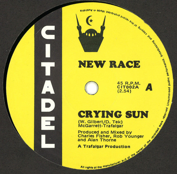 New Race : Crying Sun / Gotta Keep Movin' (7", Single, RP)