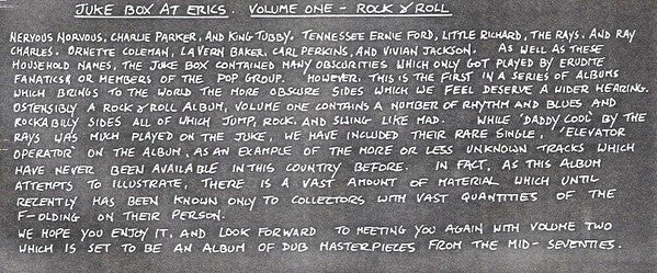 Various : Jukebox At Eric's Vol 1: Rock 'N' Roll (LP, Comp, Mono)