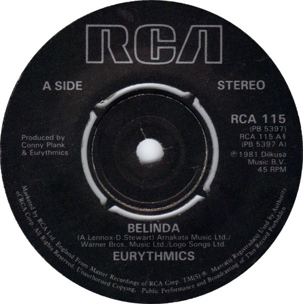 Eurythmics : Belinda (7", Single)