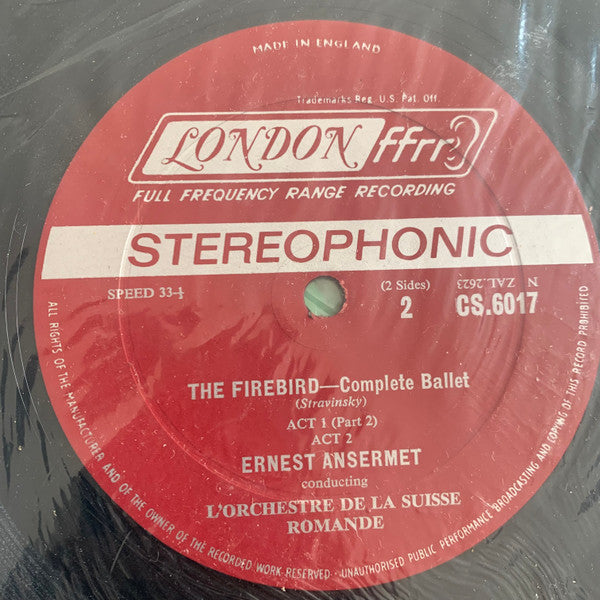 Stravinsky*, Ernest Ansermet Conducting L'Orchestre De La Suisse Romande : The Firebird (LP)