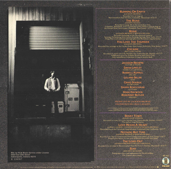 Jackson Browne : Running On Empty (LP, Album, Club, RCA)