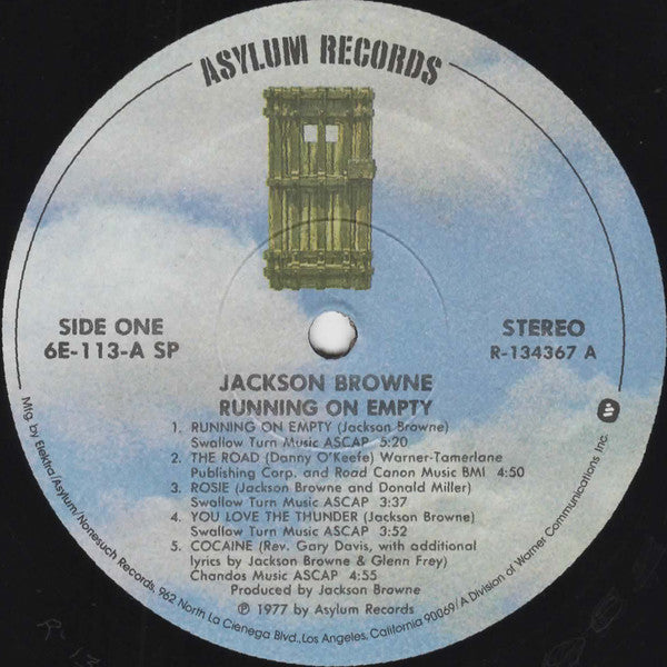 Jackson Browne : Running On Empty (LP, Album, Club, RCA)