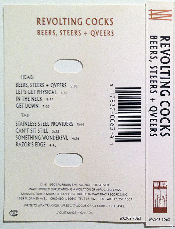 Revolting Cocks : Beers, Steers + Queers (The Cassette) (Cass, Album)