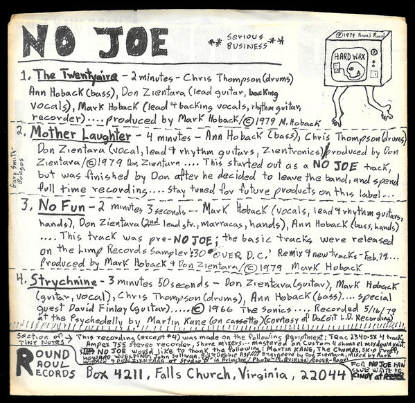 No Joe : Hard Wax E.P. (7", EP)