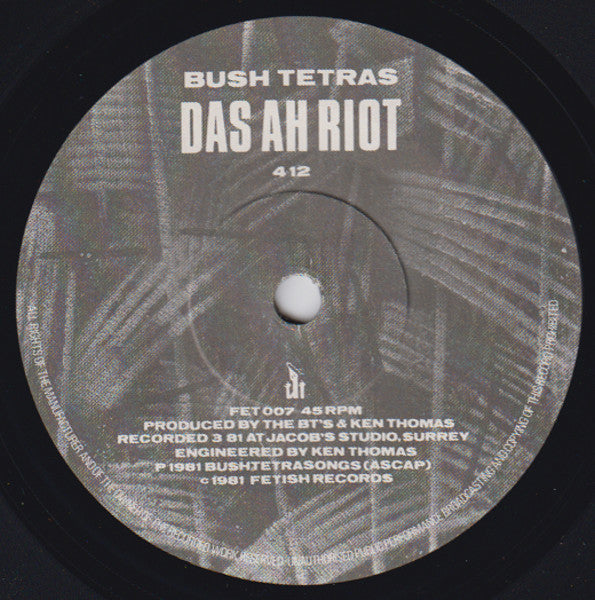 Bush Tetras : Things That Go Boom In The Night (7")