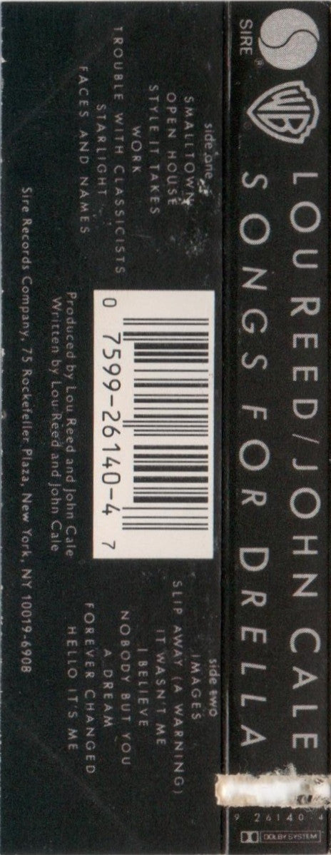 Lou Reed / John Cale : Songs For Drella (Cass, Album, SR)