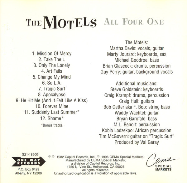 The Motels : All Four One (CD, Album, RE)