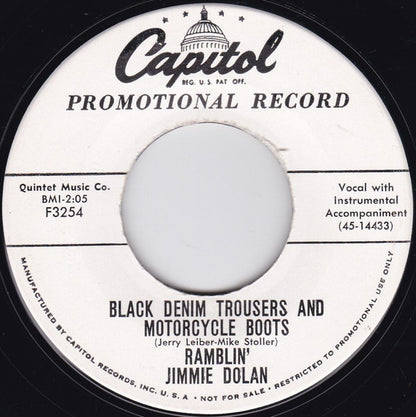 Ramblin' Jimmie Dolan : Black Denim Trousers And Motorcycle Boots / You Don't Love Me (7", Promo)