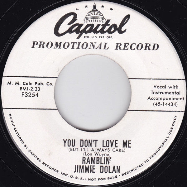 Ramblin' Jimmie Dolan : Black Denim Trousers And Motorcycle Boots / You Don't Love Me (7", Promo)