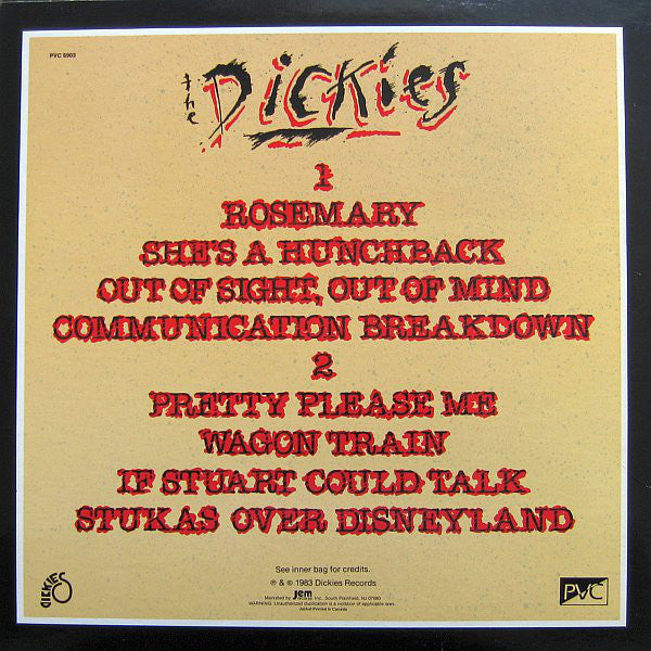 The Dickies : Stukas Over Disneyland (LP, Album)