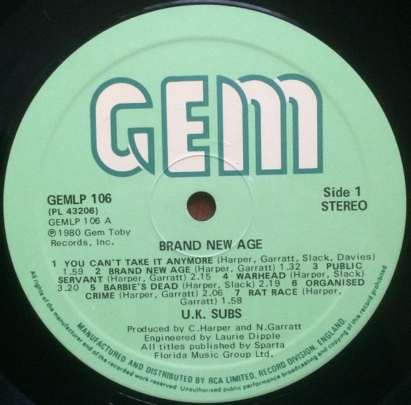 UK Subs : Brand New Age (LP, Album)