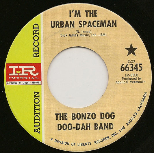 Bonzo Dog Doo-Dah Band : I'm The Urban Spaceman (7", Single, Promo)