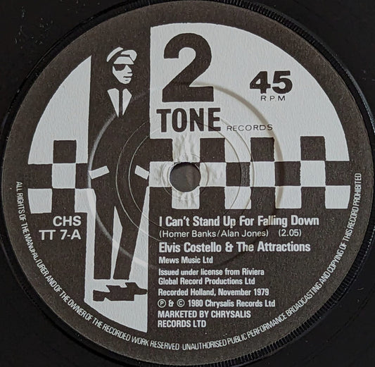 Elvis Costello & The Attractions : I Can't Stand Up For Falling Down (7", Single, RP)