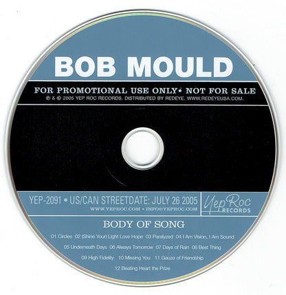 Bob Mould : Body Of Song (CD, Advance, Album, Promo)