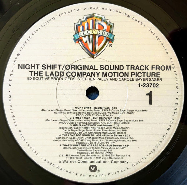 Various : Night Shift - Original Sound Track From The Ladd Company Motion Picture (LP, Comp, Cap)