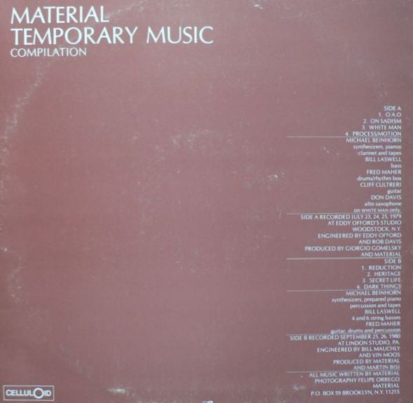 Material : Temporary Music Compilation (LP, Comp)