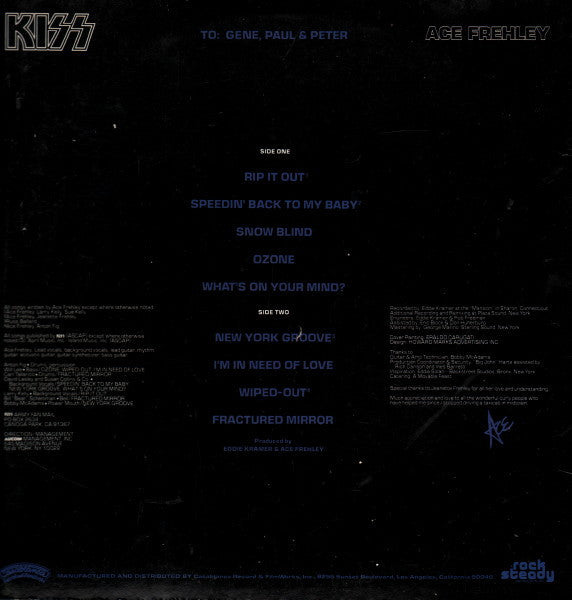 Kiss, Ace Frehley : Ace Frehley (LP, Album, PRC)