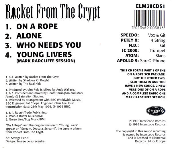 Rocket From The Crypt : On A Rope (CD, Single, CD1)