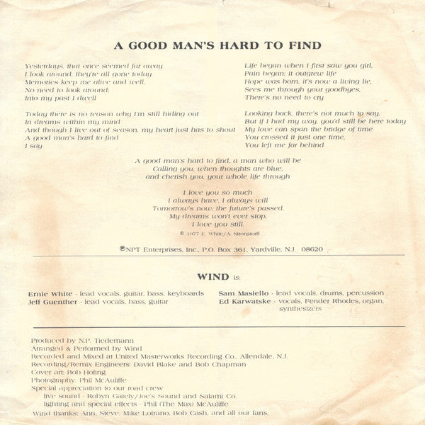 Wind (22) : A Good Man's Hard To Find  (7")