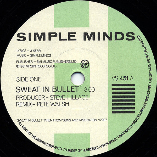 Sweat In Bullet - Simple Minds