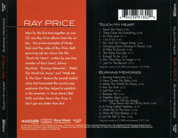 Touch My Heart / Burning Memories - Ray Price