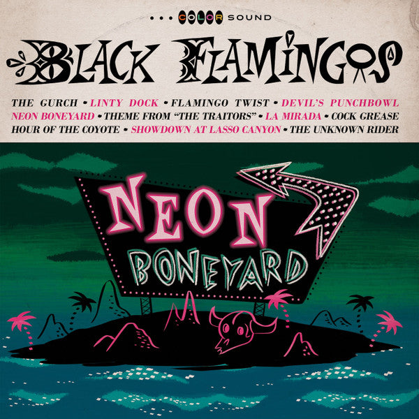 Neon Boneyard - Black Flamingos