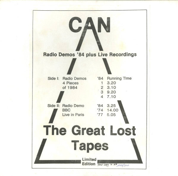 The Great Lost Tapes. Radio Demos Plus Live Recordings - Can