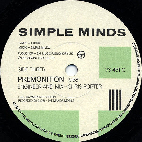 Sweat In Bullet - Simple Minds