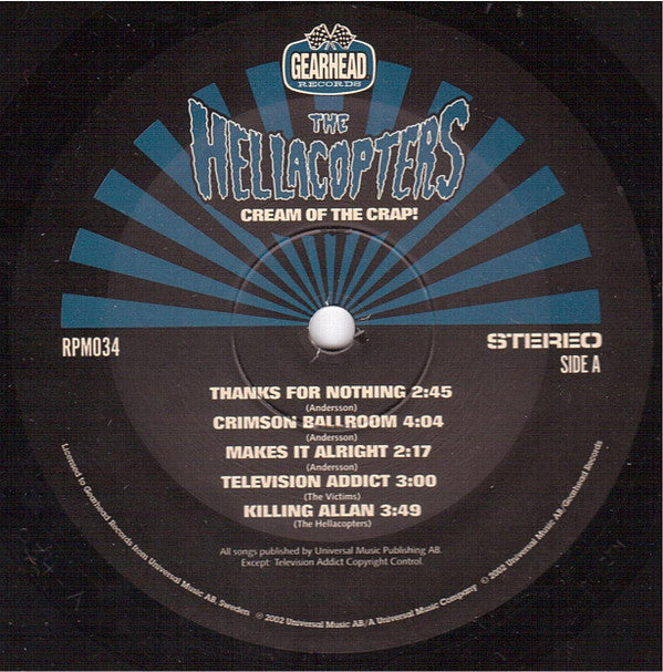 The Hellacopters ‎– Cream Of The Crap! Collected Non-Album Works • Volume 1