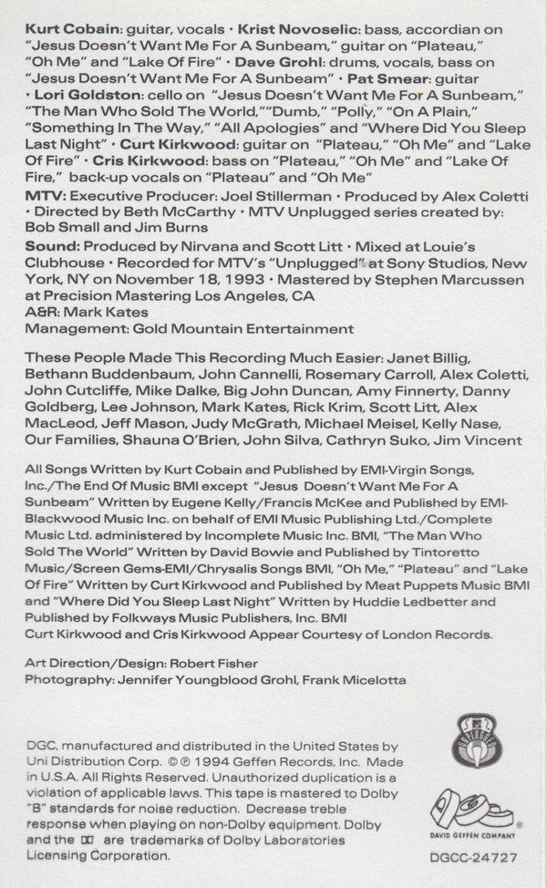 Nirvana ‎– MTV Unplugged In New York