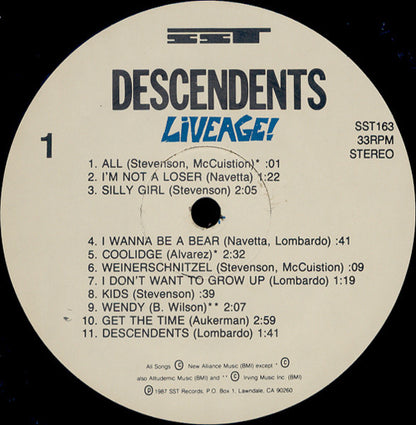 Descendents ‎– Liveage!