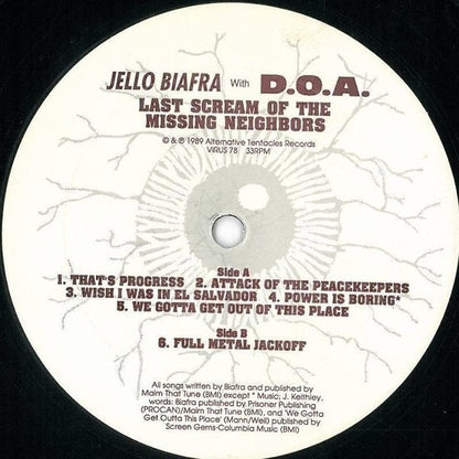Jello Biafra With D.O.A. (2) ‎– Last Scream Of The Missing Neighbors